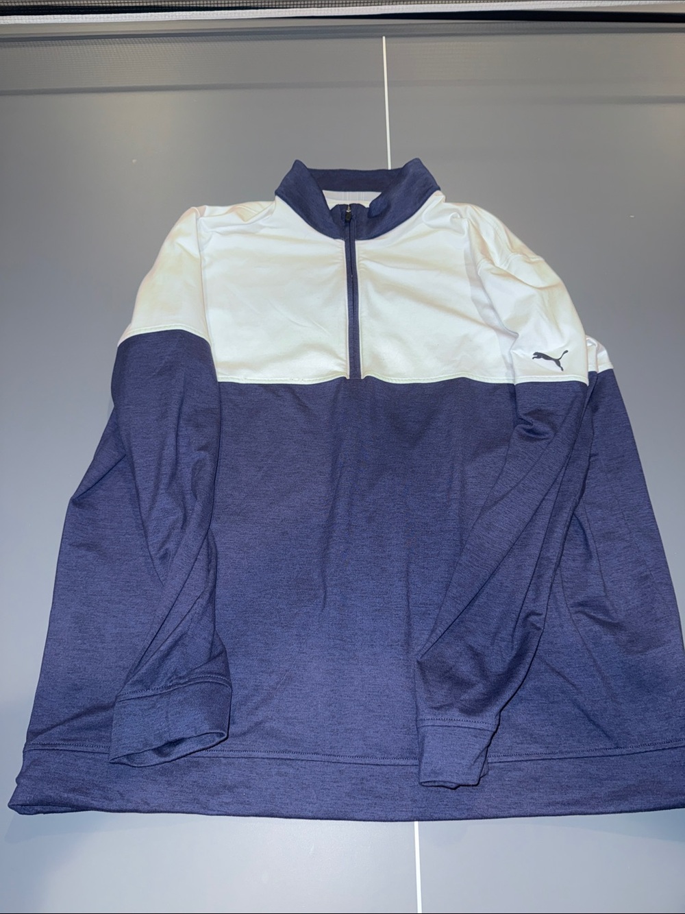Puma Men’s Navy and White Quarter-Zip Athletic Pullover